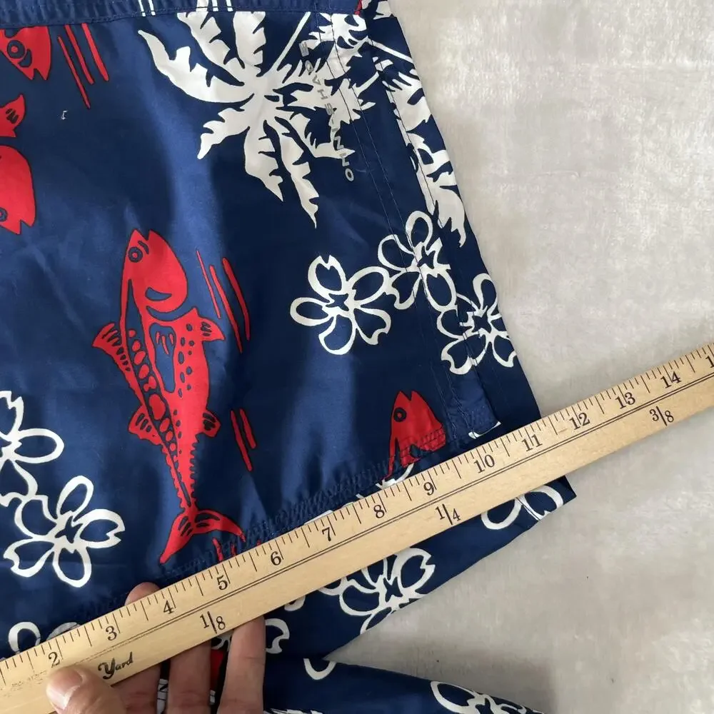 Columbia PFG Board Shorts Mens 34 Blue Fish Floral Swim Trunks UPF 30 Tropical